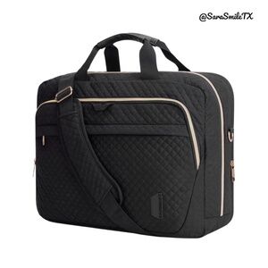 BAGSMART 17.3” Black Quilted Expandable Business Laptop Bag - NWOT